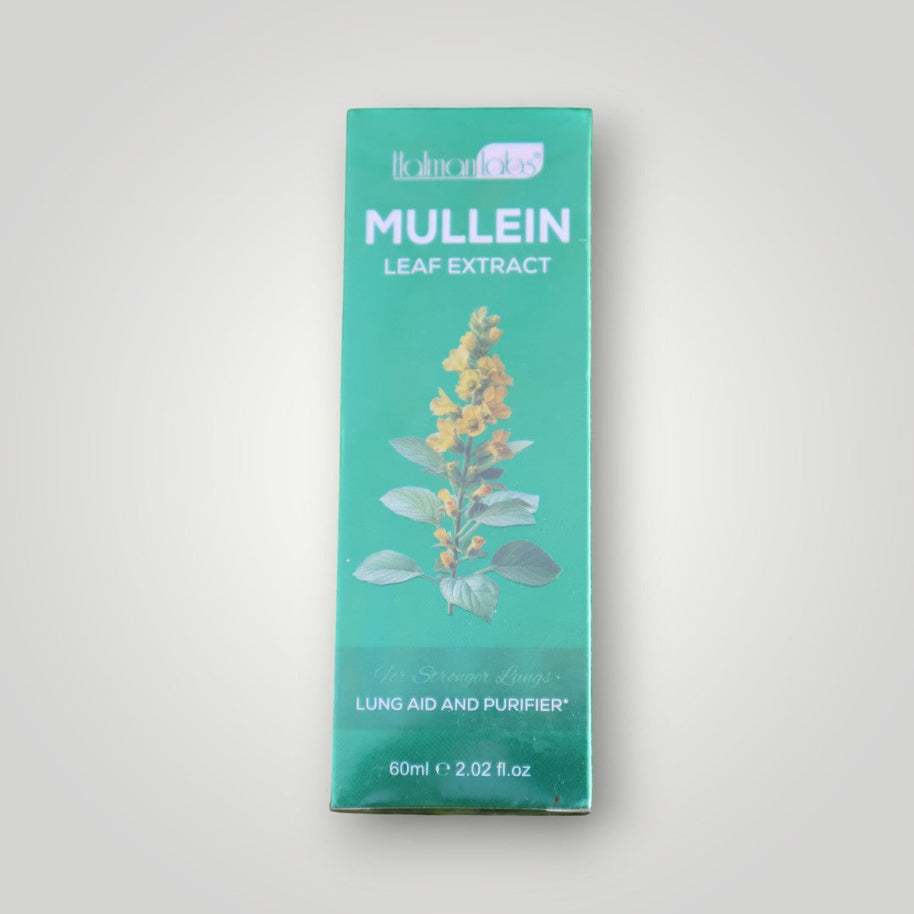 Mullein Leaf Extract – front packaging, teal box with botanical illustration