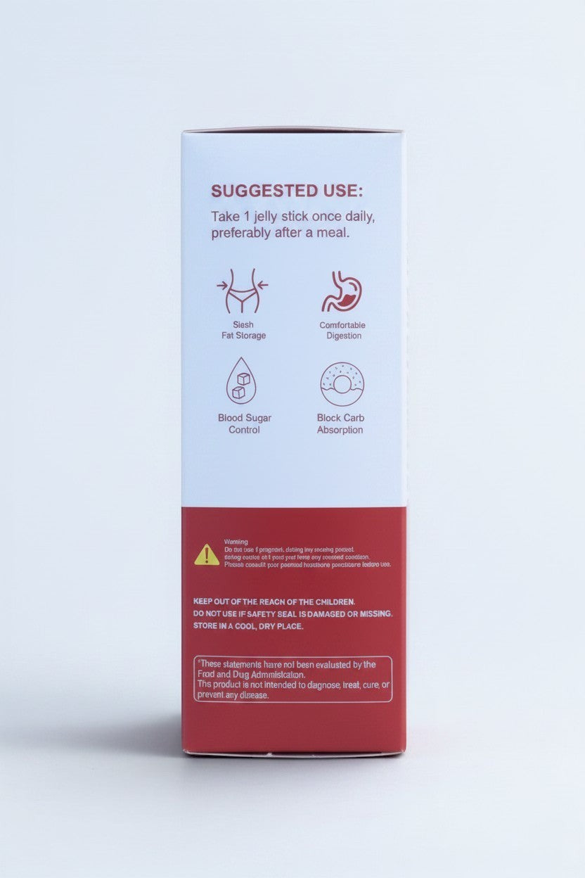 Pulse 360º Glow Cutting Jelly supplement box side panel showing suggested use icons and health benefits