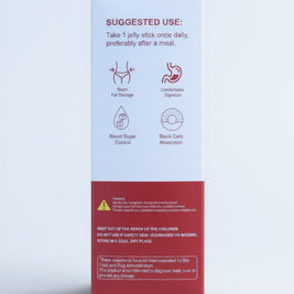 Pulse 360º Glow Cutting Jelly supplement box side panel showing suggested use icons and health benefits