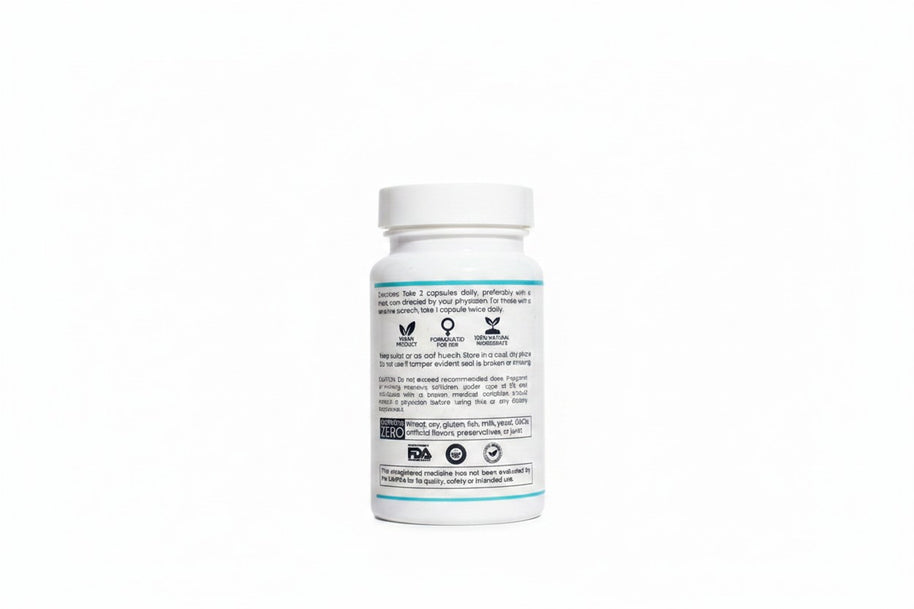 Pulse 360º Glow Advanced Strength Probiotic supplement bottle showing back label with usage instructions and ingredients